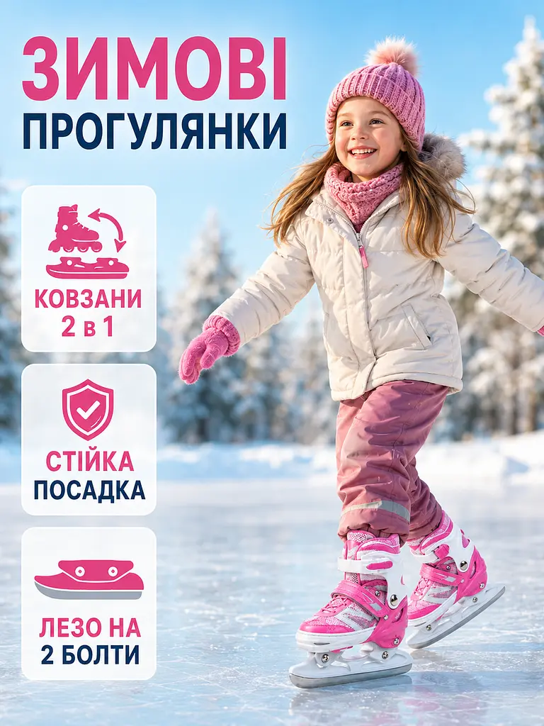 Дитячі ролики та ковзани 2 в 1 35-38 для хлопчика і дівчинки, розсувні рожеві (49676194) - фото 5