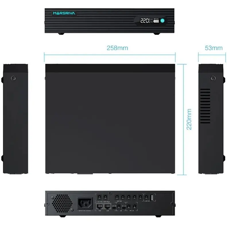 ДБЖ Marsriva DC UPS KP9 240VAC 11xDC+PoE24V1A+USB,2x48V2.A,1x912V3A,7x12V5A,1x5V2A 100W 24000mAh - фото 3