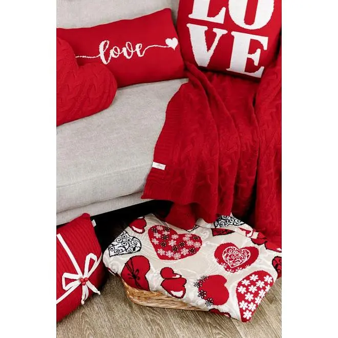 Подушка в'язана Прованс Love 30х45 см червона/біла - фото 2