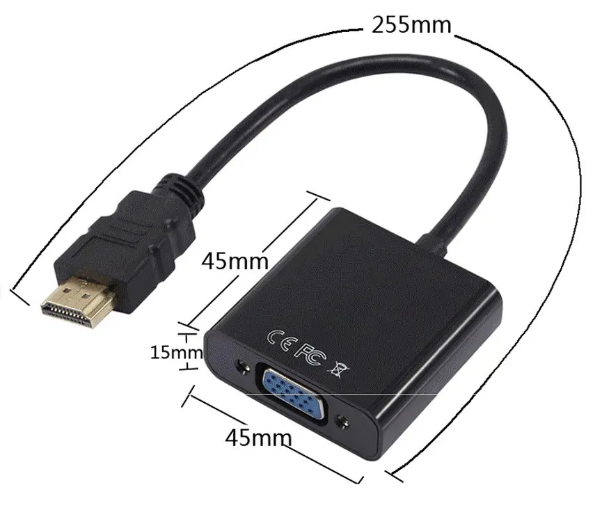 Перехідник HDMI M -> VGA F (з аудіо інтерфейсом), кабель 20см. OEM - фото 2