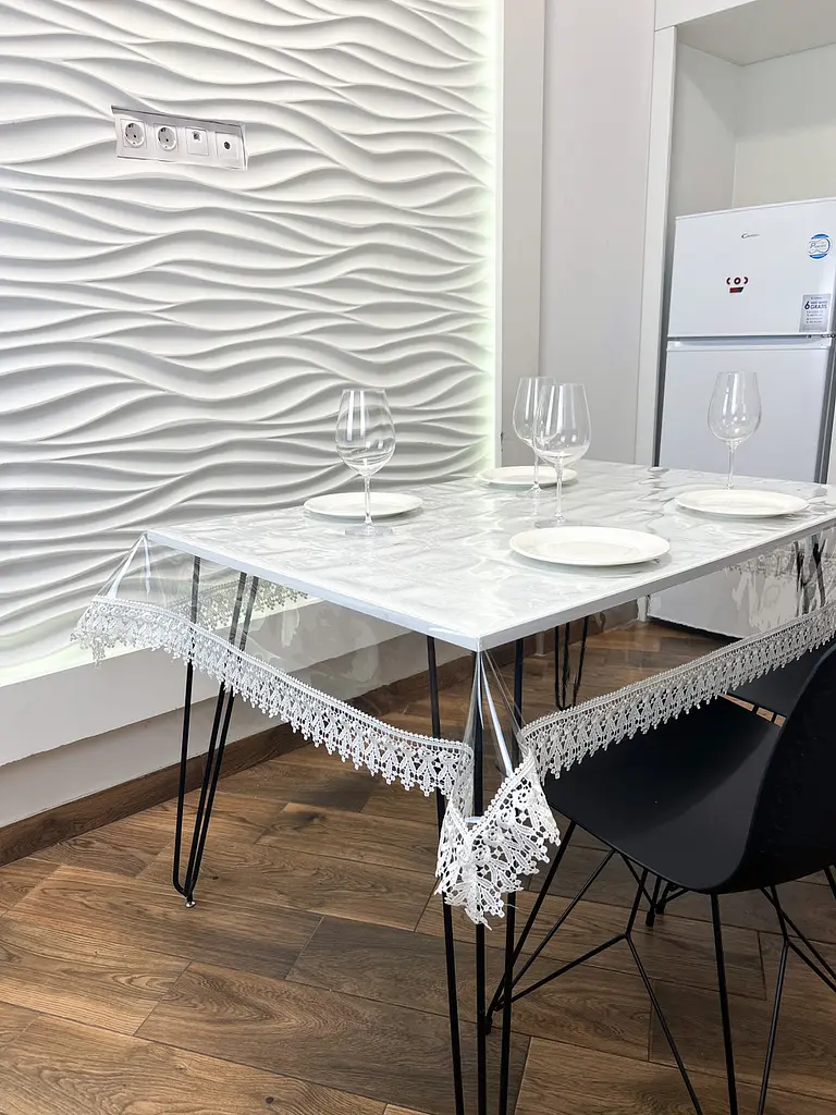 Силіконова скатертина з кремовим мереживом 7 см 230х200 см - фото 9