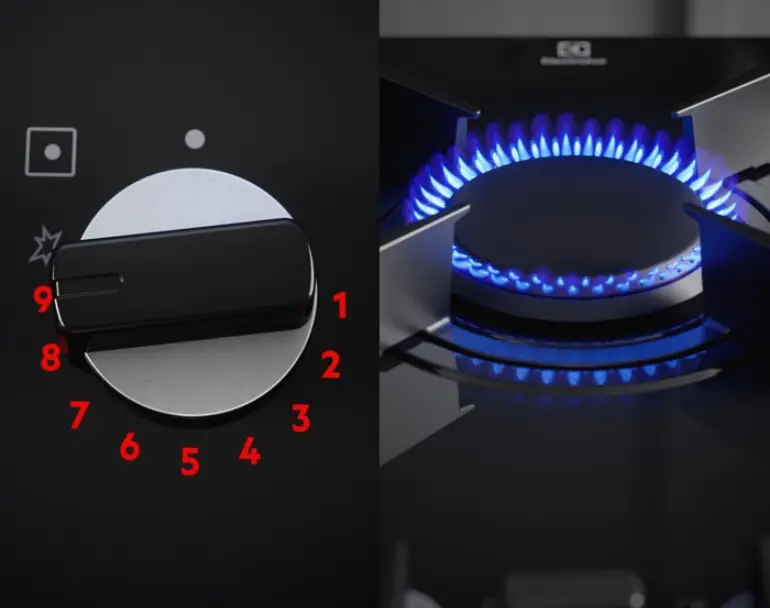 Варильна поверхня газова на склі Electrolux 60 см чугун електрон. керування Hob2Hood чорний - фото 3