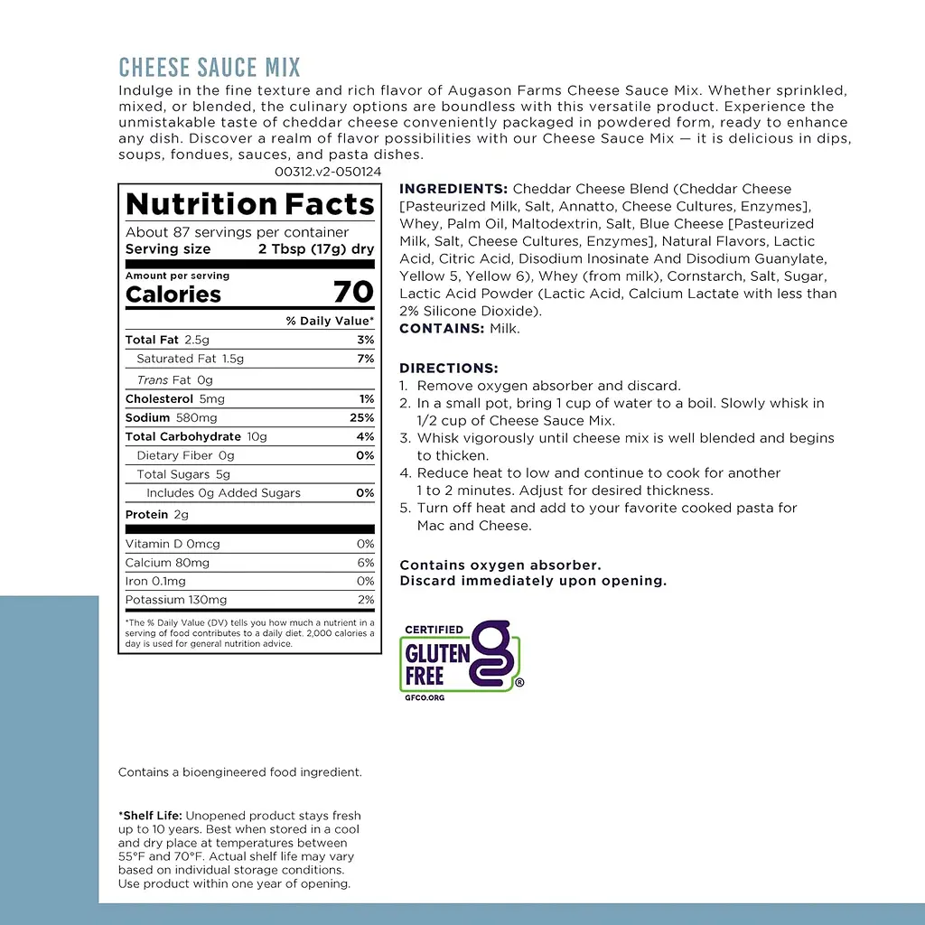 Сирна заправка (сирна намазка на хліб) з великим терміном придатності до 10 років Augason Farms, сублімована, 87 порції (101078) - фото 2