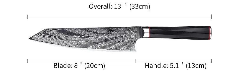 Ніж кухарський 20 см Damascus DK-AK 3001 AUS-10 дамаська сталь 73 шари - фото 6