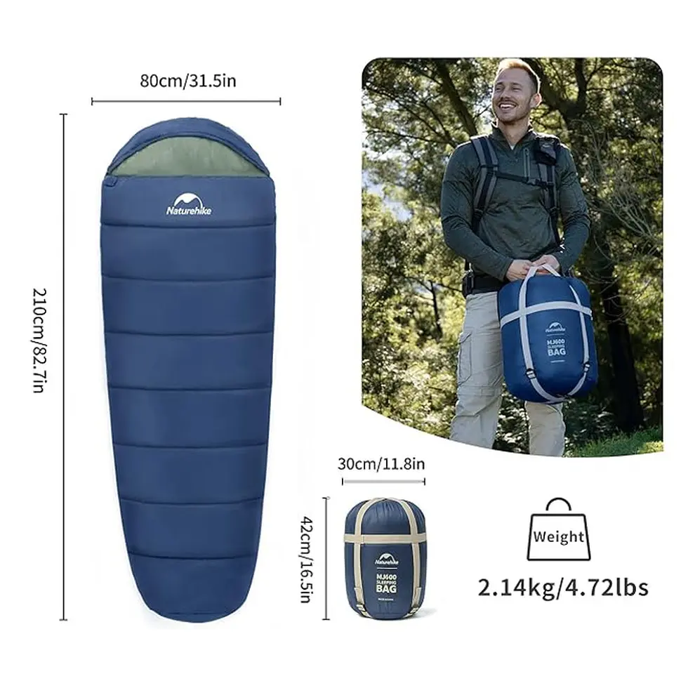 Спальник з капюшоном Naturehike MJ600 CNK2300SD014, темно-блакитний - фото 2