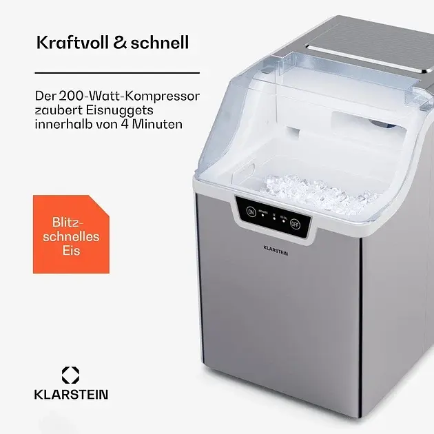 Льодогенератор Klarstein WallbergNuggetIce Maker 12 кг/24 год (10045386) Б/в - фото 2
