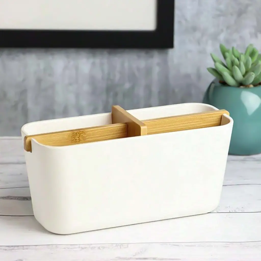 Органайзер для дрібниць МВМ My Home Scandinavia 20х8.2х8.9 см білий (FH-48 WHITE/WOOD) - фото 3
