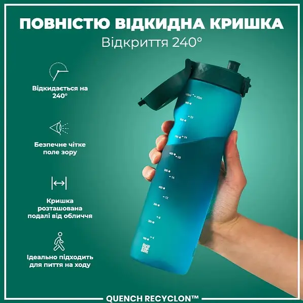 Бутылка для воды ION8 1000 мл (ЭКО бутылка) BPA Free, Aqua (I8RF1000AQU) - фото 3