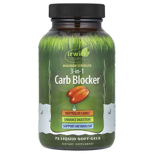 Комплексні жироспалювачі 3-In-1 Carb Blocker 75 рідких капсул Irwin Naturals vit0005601