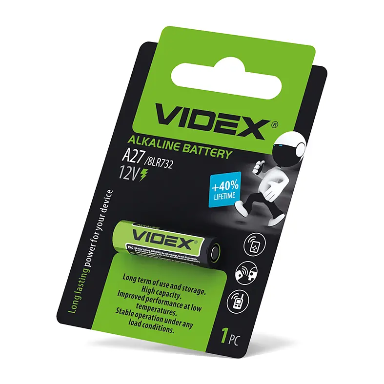 Батарейка лужна Videx А27 1шт BLISTER CARD VIDEX (24237-000) - фото 2
