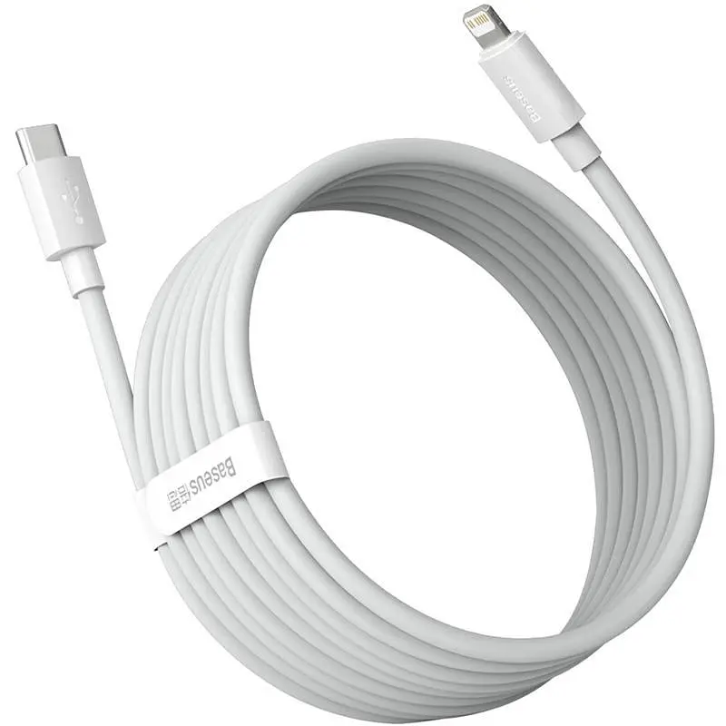 Кабель Baseus Simple Wisdom Cable Type-C to Lightning Kit 5A 1.5m 2PCS-Set 1.5m TZCATLZJ-02 White - фото 2