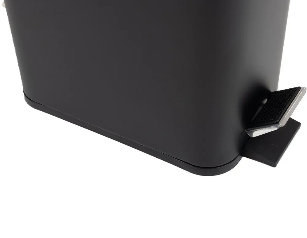 Відро для сміття Zerix Sansa-TC0105 5 л з плавним закриттям прямокутне Black ZX5894, Чорний матовий - фото 3