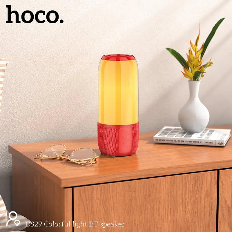 Портативная акустика Hoco Colorful light BT speaker DS29 беспроводная красная - фото 2
