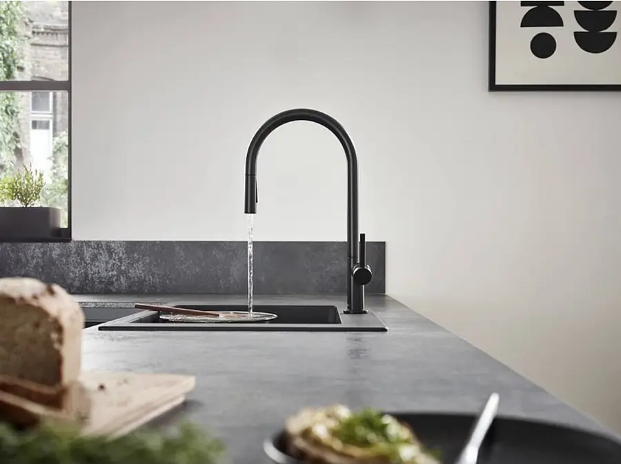 Смеситель для кухни Hansgrohe Talis 210 2jet с вытяжным изливом Sbox черный матовый 72801670 Черный матовый - фото 2