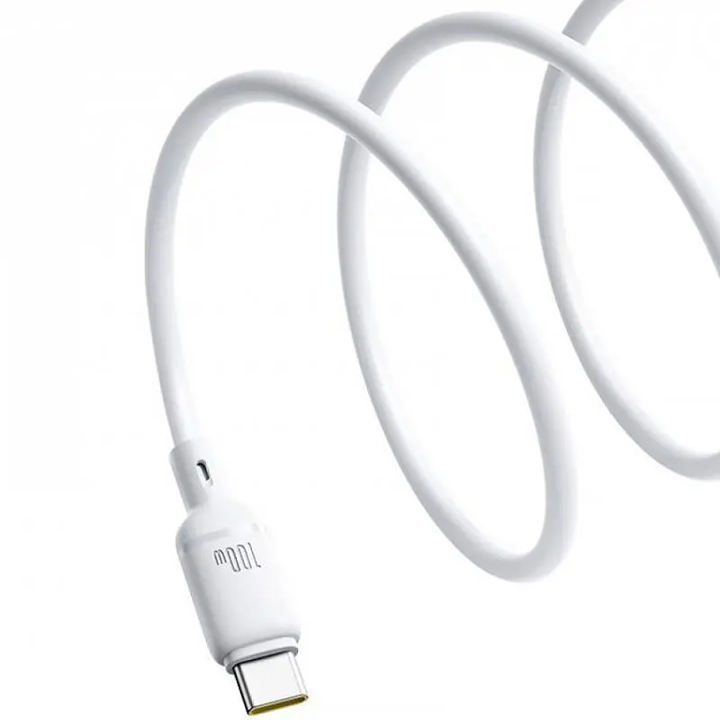 Дата кабель Baseus Silky Series OS Fast Charging Type-C to Type-C 100W (1m) (P10377704) Moon White - фото 4