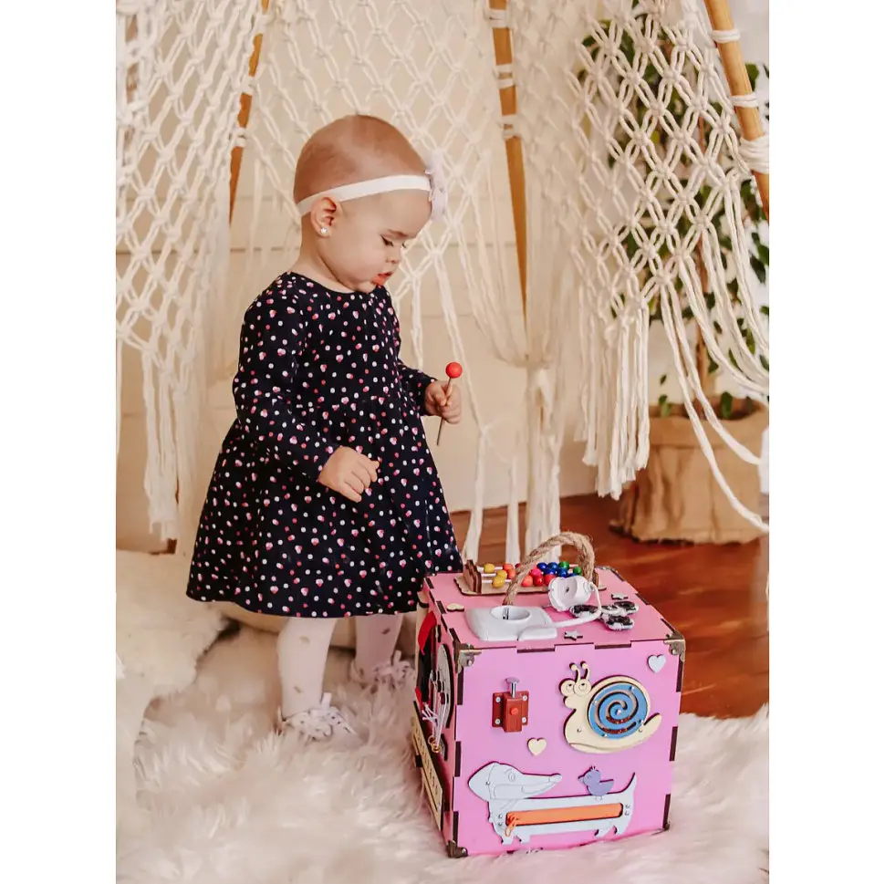 Развивающая игрушка Бизикуб Temple Group TG200162 23х23х23см Розовый - фото 5