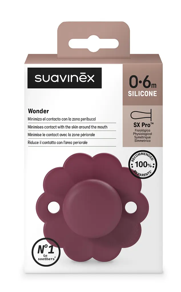 Пустушка Suavinex Wonder фізіологічна силіконова 0-6 місяців бордова - фото 3