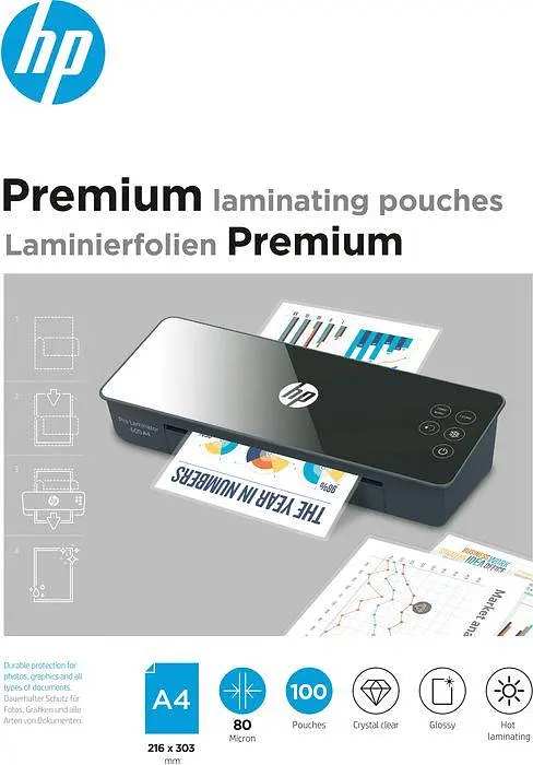 Плівка для ламінування HP Premium Laminating Pouches, A4, 80 Mic, 216x303, 100 pcs - фото 3