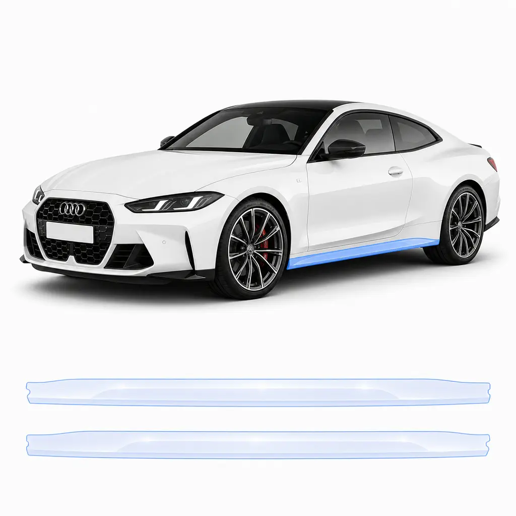 Антигравійна захисна бронеплівка за лекалами для BMW M4 G82/G83 facelift 2024- нижня зона кузова та пороги