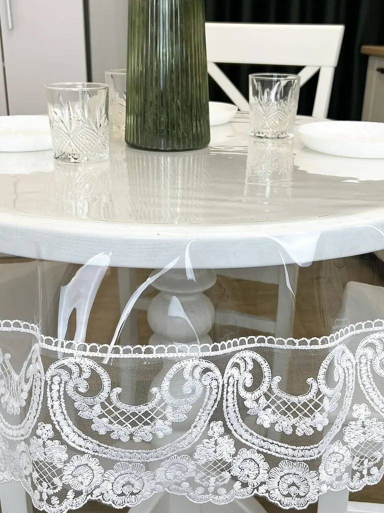 Силиконовая скатерть с белым кружевом Арка 15 см 340х180 см - фото 4