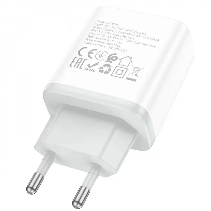 СЗУ Hoco C105A Stage PD20W+QC3.0 (1USB-A/1C) - фото 5
