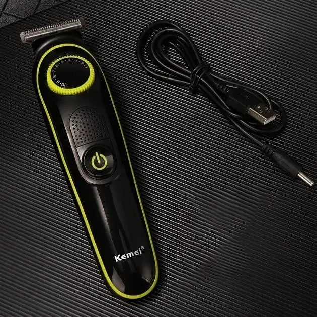 Професійна бездротова машинка Kemei KM-696 для стрижки волосся 5в1с USB та LED-дисплеєм 5вт Чорний - фото 7