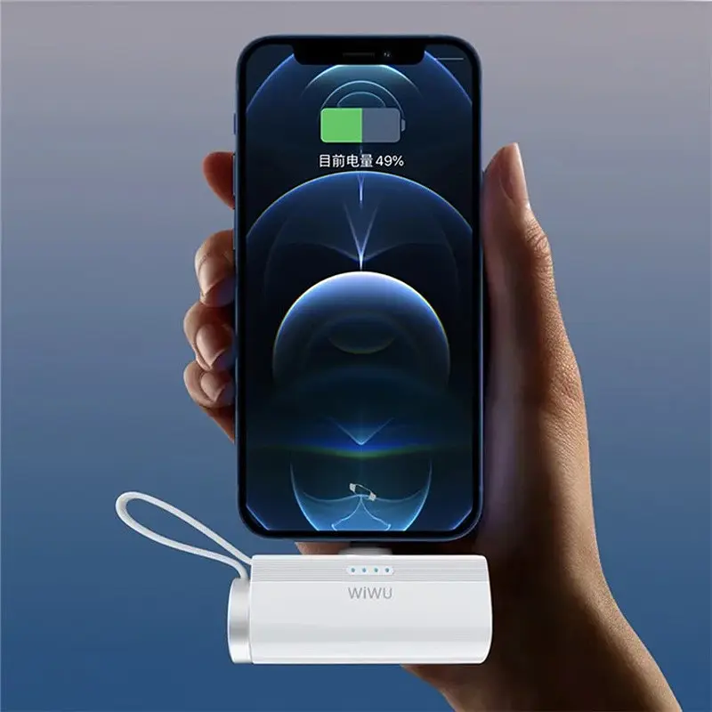Портативний ЗП Power Bank Wiwu W026 2 in 1 Type-C з БЗП For Apple Watch 15W 5000 mAh White - фото 6