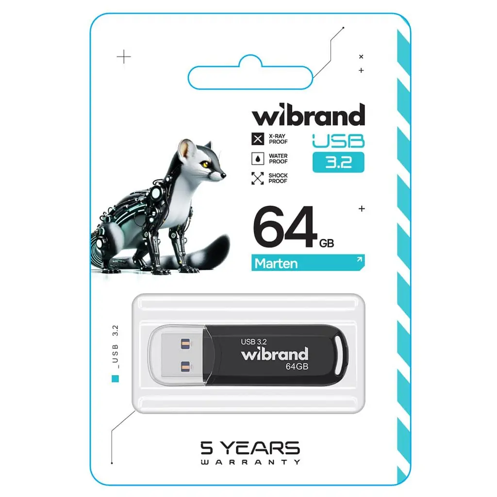 Flash Wibrand USB 3.2 Gen1 Marten 64GB Black - фото 2