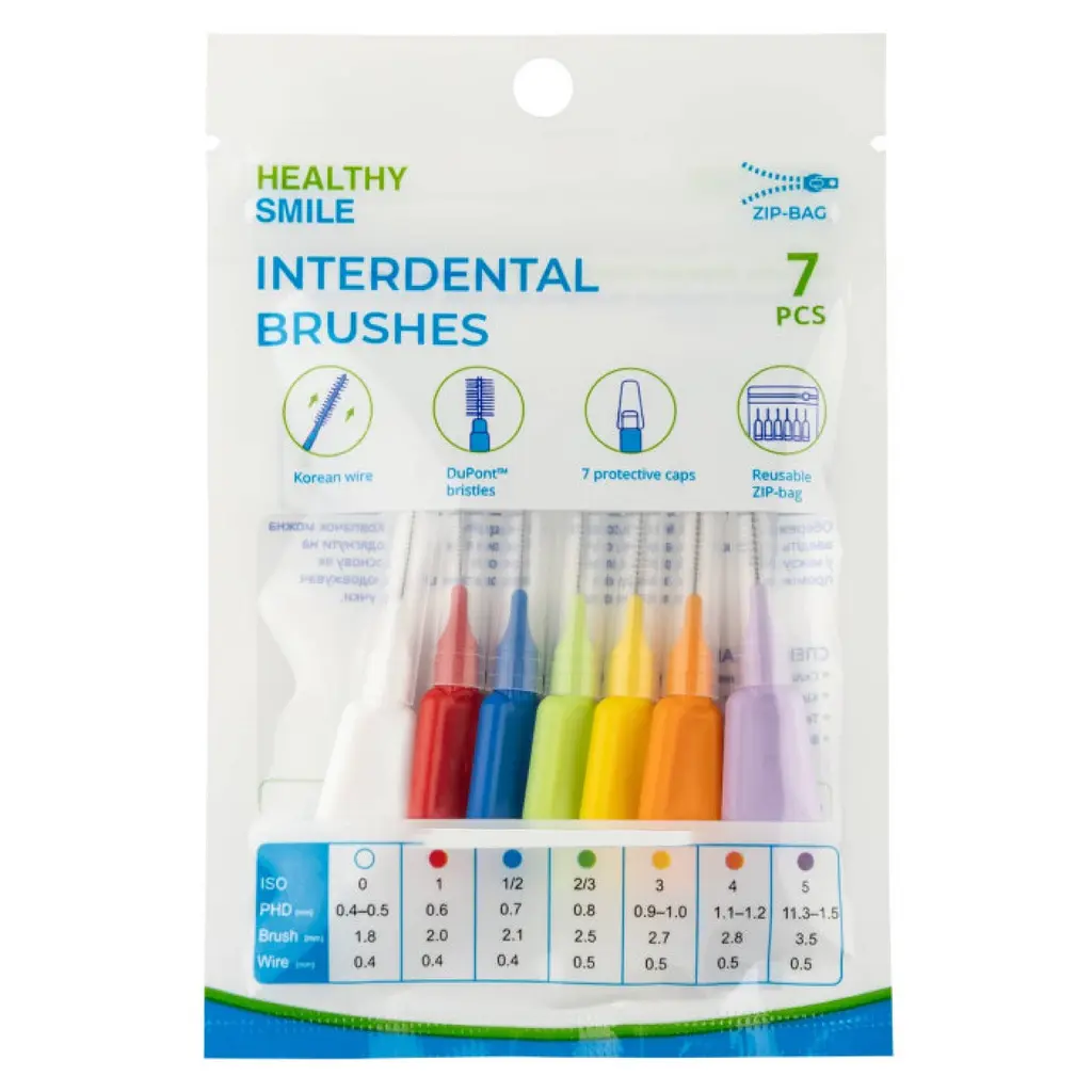 Міжзубні йоршики Healthy Smile Mix Pack з ковпачками 7 шт., ISO 0-5