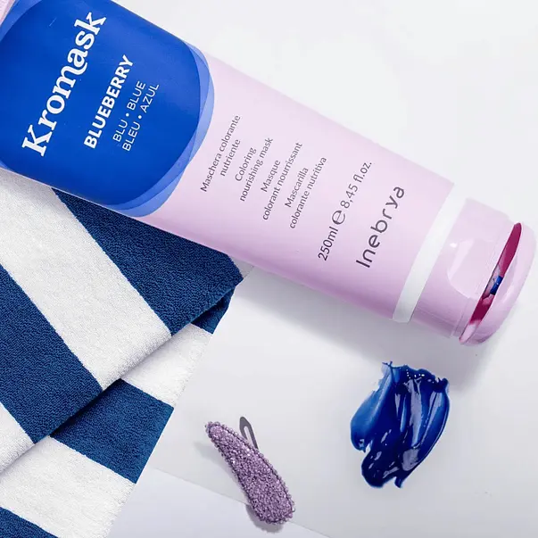 Тонировочная маска для волос Inebrya Kromask Blue голубая 250 мл - фото 3
