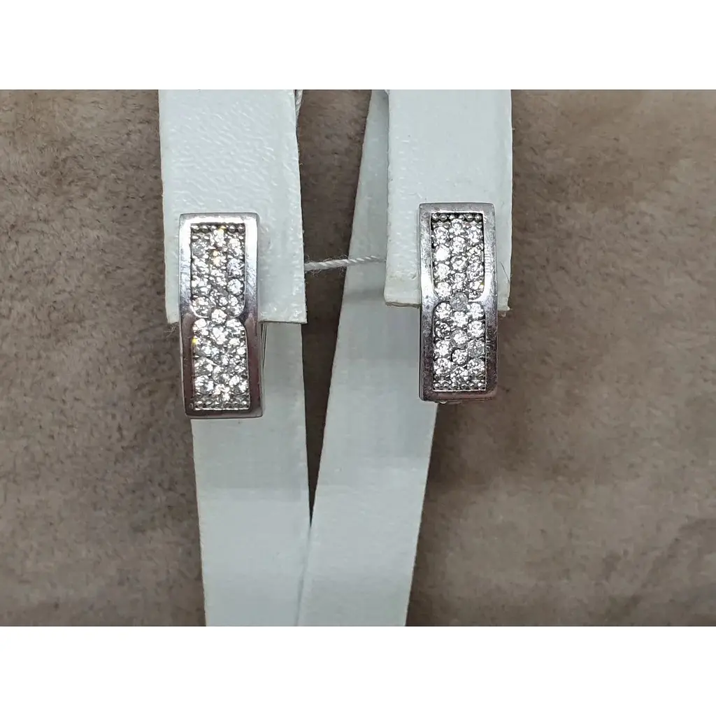 Срібні сережки Ювелір Стандарт з фіанітами. 5734 - фото 4