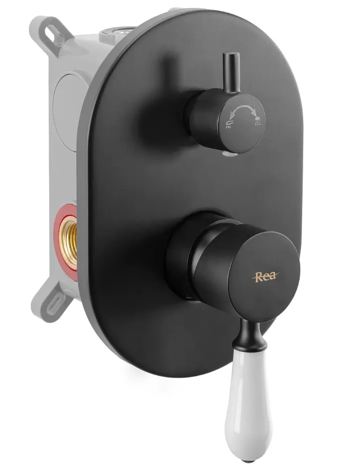 Душова система Rea Serra black + BOX прихованого монтажу REA-B1143, Чорний матовий - фото 2