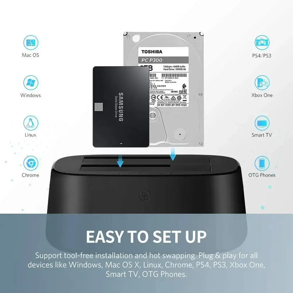 Док-станція Ugreen CM198 USB 3.0 to SATA Dual-Bay Hard Drive Duplicator/Cloner EU(UGR-50857) - фото 8