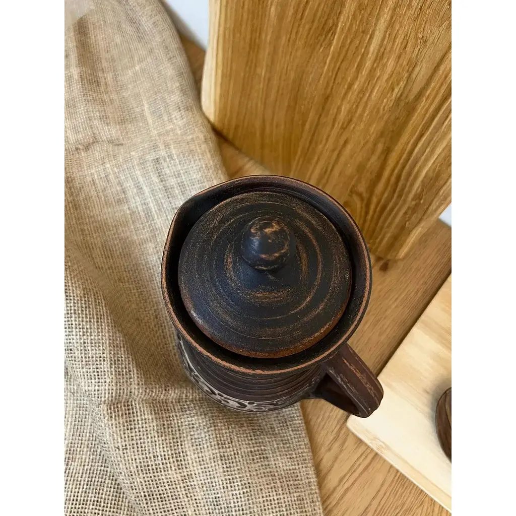 Компотник 1.5 литра керамический (глиняный) резной с ручкой   - фото 6