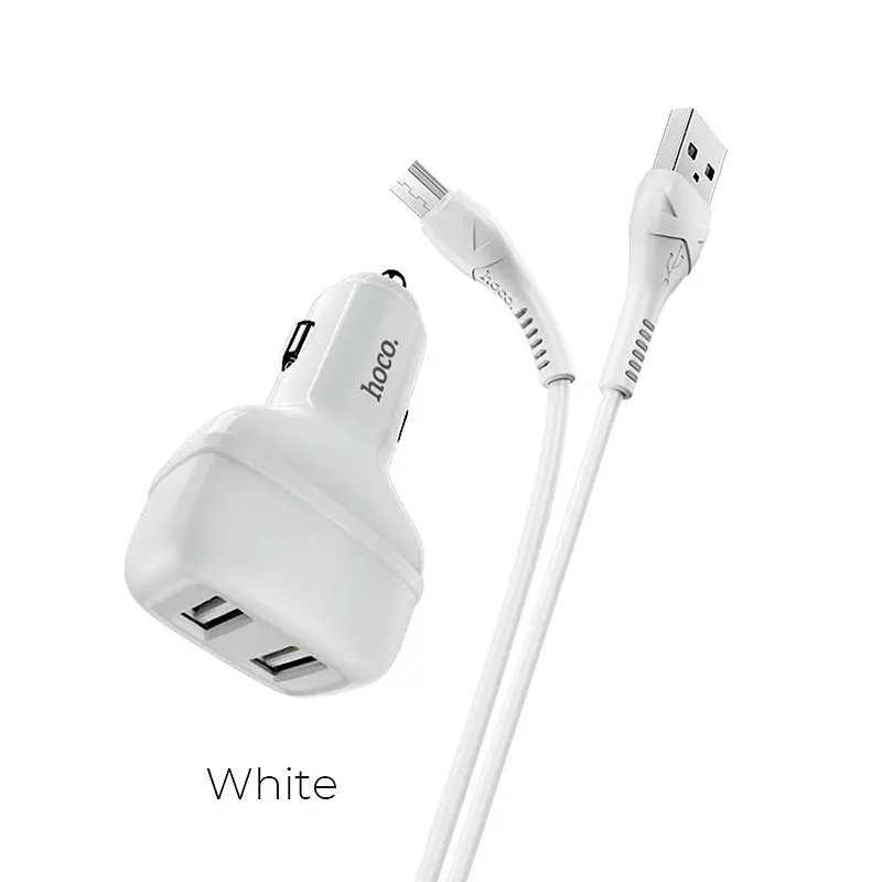 Набор автомобильный кабель и адаптер HOCO Micro USB Cable Leader Z36 белый - фото 2