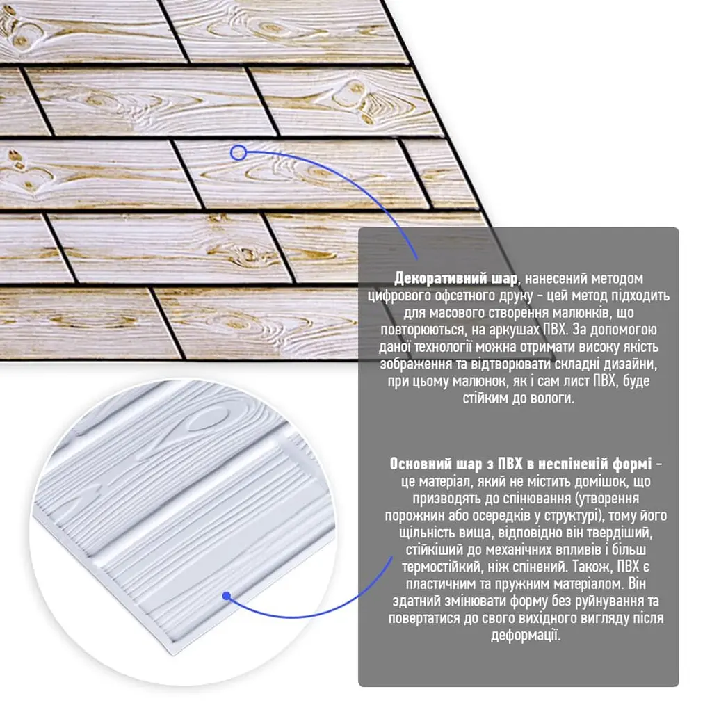 Декоративна ПВХ панель Sticker Wall під дерево 960х480х4мм (1033) - фото 2