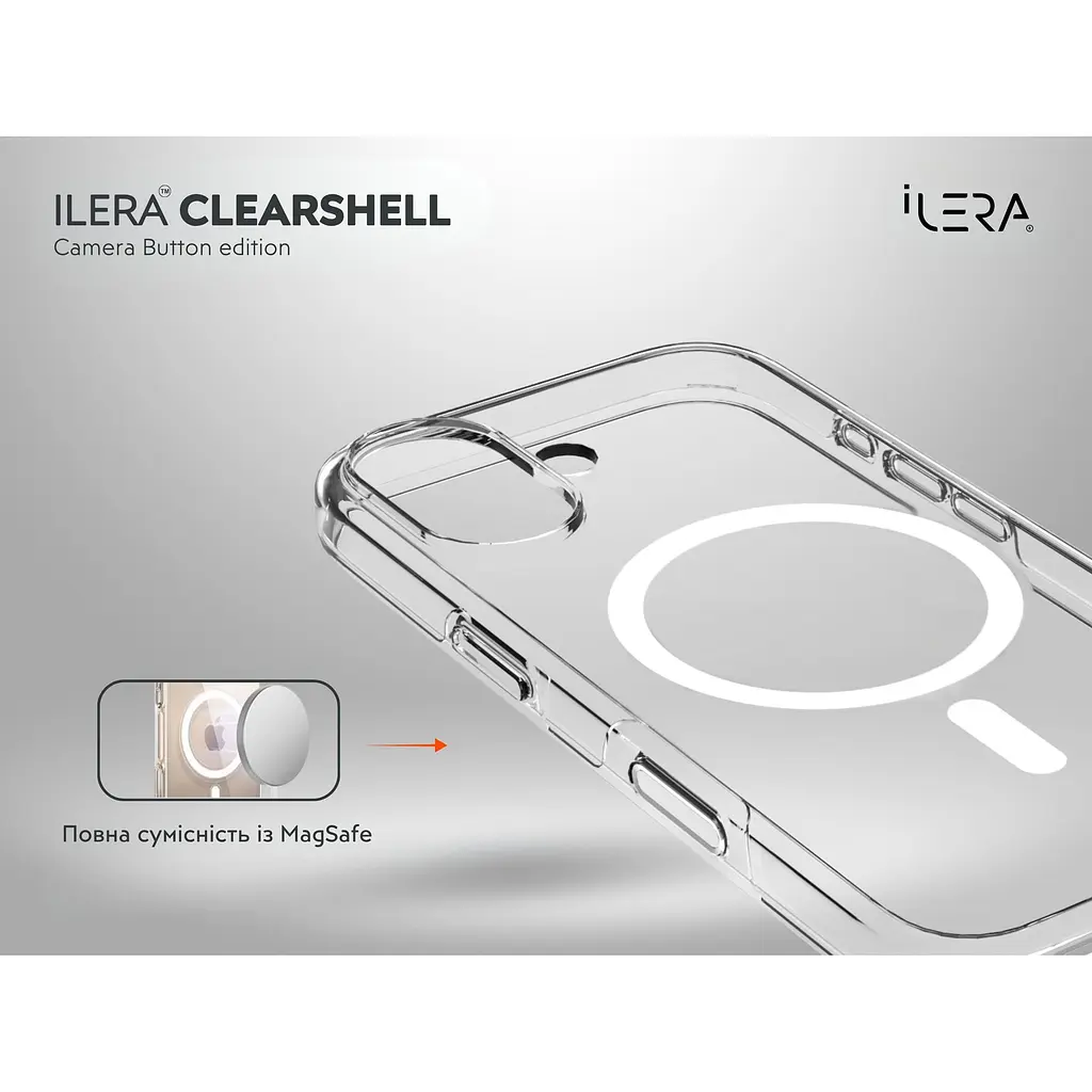 Чохол iLera ClearShell Camera Button with MagSafe для Apple iPhone 17 Transparent (ILHsCLCaB17) [150425] - фото 4