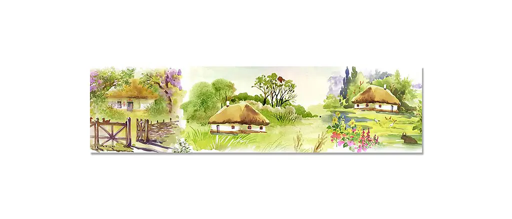 Вініловий кухонний фартух Шевченкова Хата наклейка кухні старе село Архітектура Зелений Happy Pocket Z181737 - фото 6
