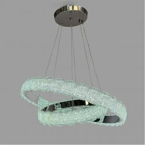 Люстра лед підвісна Linisoln 1532-60*40 CH метал, акрил, діаметр 60*40 см, LED-стрічка, висота 50-120 см, потужність 90 Вт - фото 2