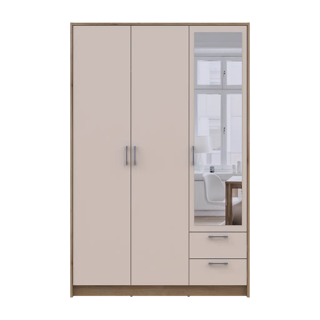 Шафа для одягу Doros Ронді з дзеркалом Дуб Артизан/Кашемір 3ДСП 121х52х195 (М) - фото 4