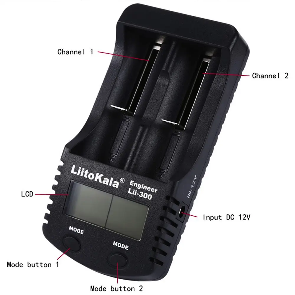 Зарядний пристрій Liitokala Lii-300 на 2 слоти (для Ni-MH, Ni-CD, Li-Ion) + блок живлення - фото 2