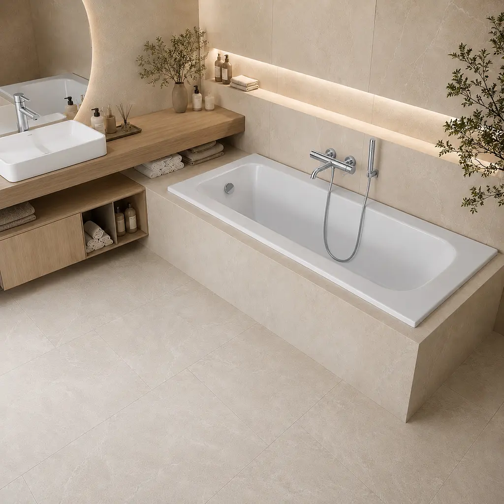 Комплект із вбудованою акриловою ванною VBI Amiata 170x80, білою, сифоном хром та ніжками VBI-070827KIT - фото 2