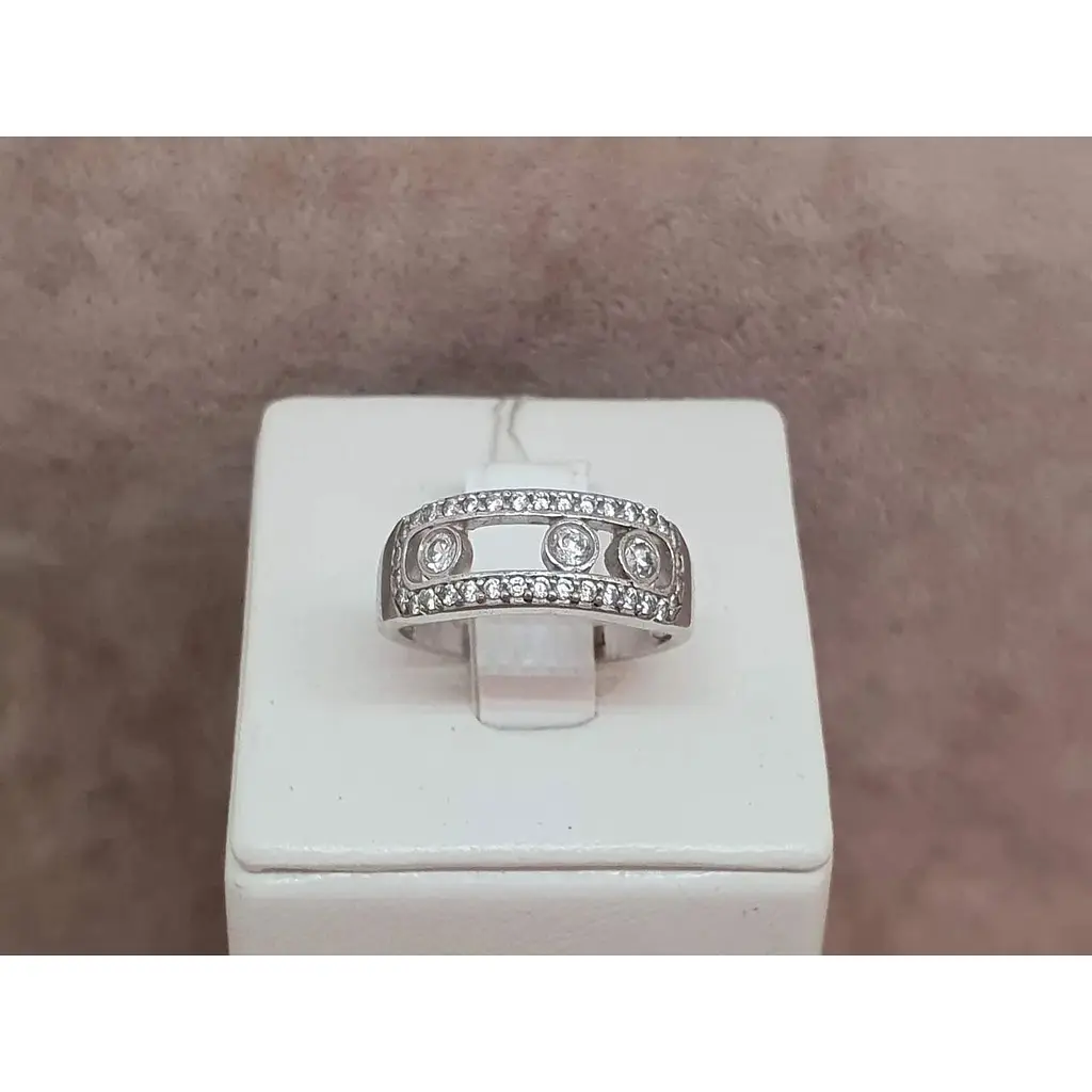 Срібне кільце Агні Мессіка з фіанітами. 1637/1Р-CZ 17 - фото 4