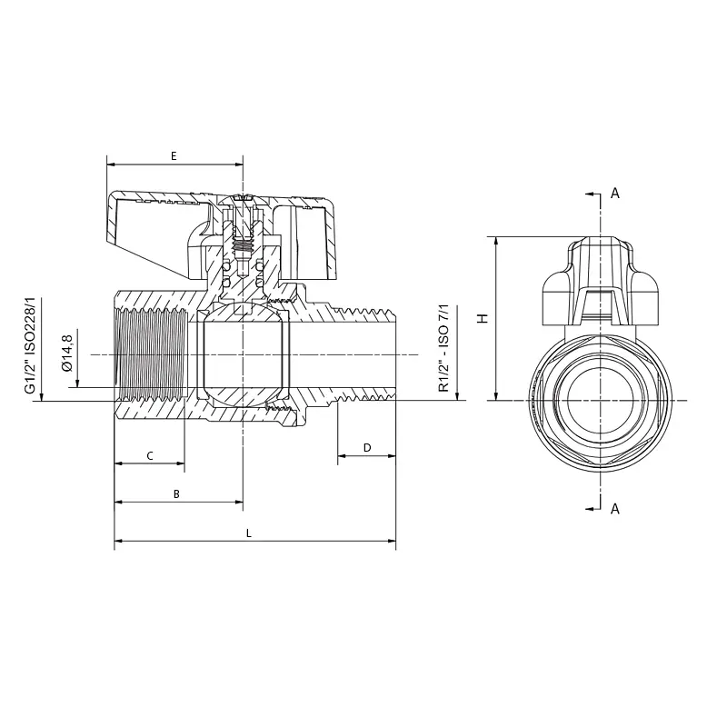 Кран кульовий Газ, ручка "метелик" жовта Roho R111-050G - 1/2" Вз RO0241 - фото 2