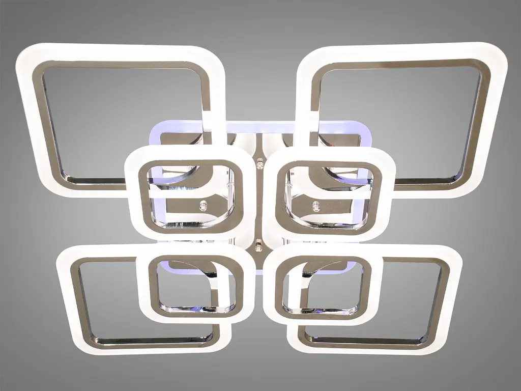 Современная LED люстра с подсветкой, серебряная люстра, 145W - фото 2
