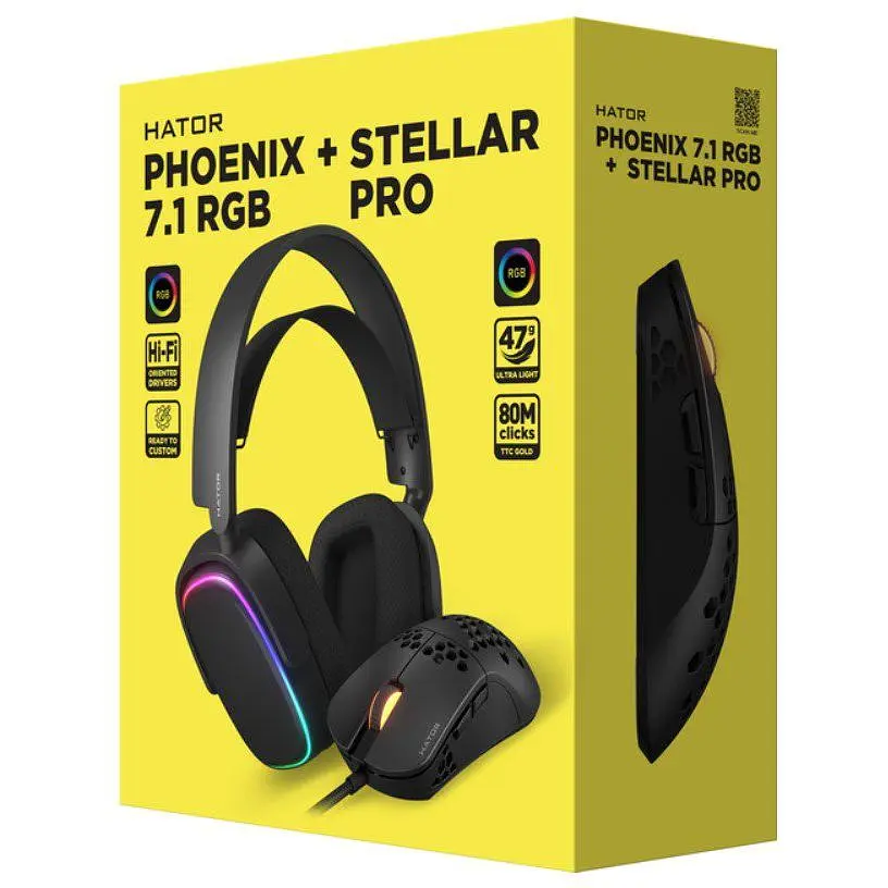 Ігрова миша Hator HTM540B Stellar PRO + навушники Hator HTA842B Phoenix 7.1 RGB Black - фото 8