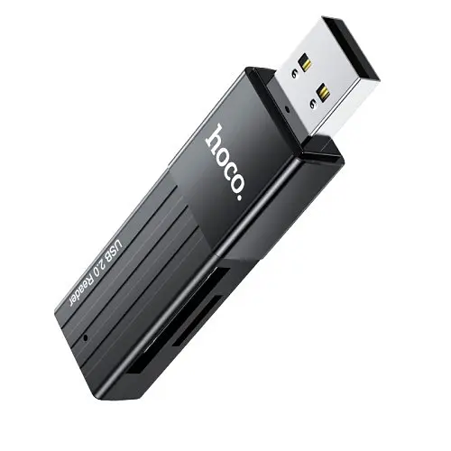 Картридер Hoco HB20 Mindful 2 в 1 USB 2.0 черный - фото 3