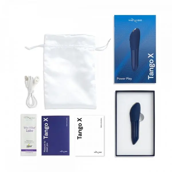 Лубрикант We-Vibe Tango X + 50 мл - потужний міні-вібратор, 10х2.3 см, синій - фото 4