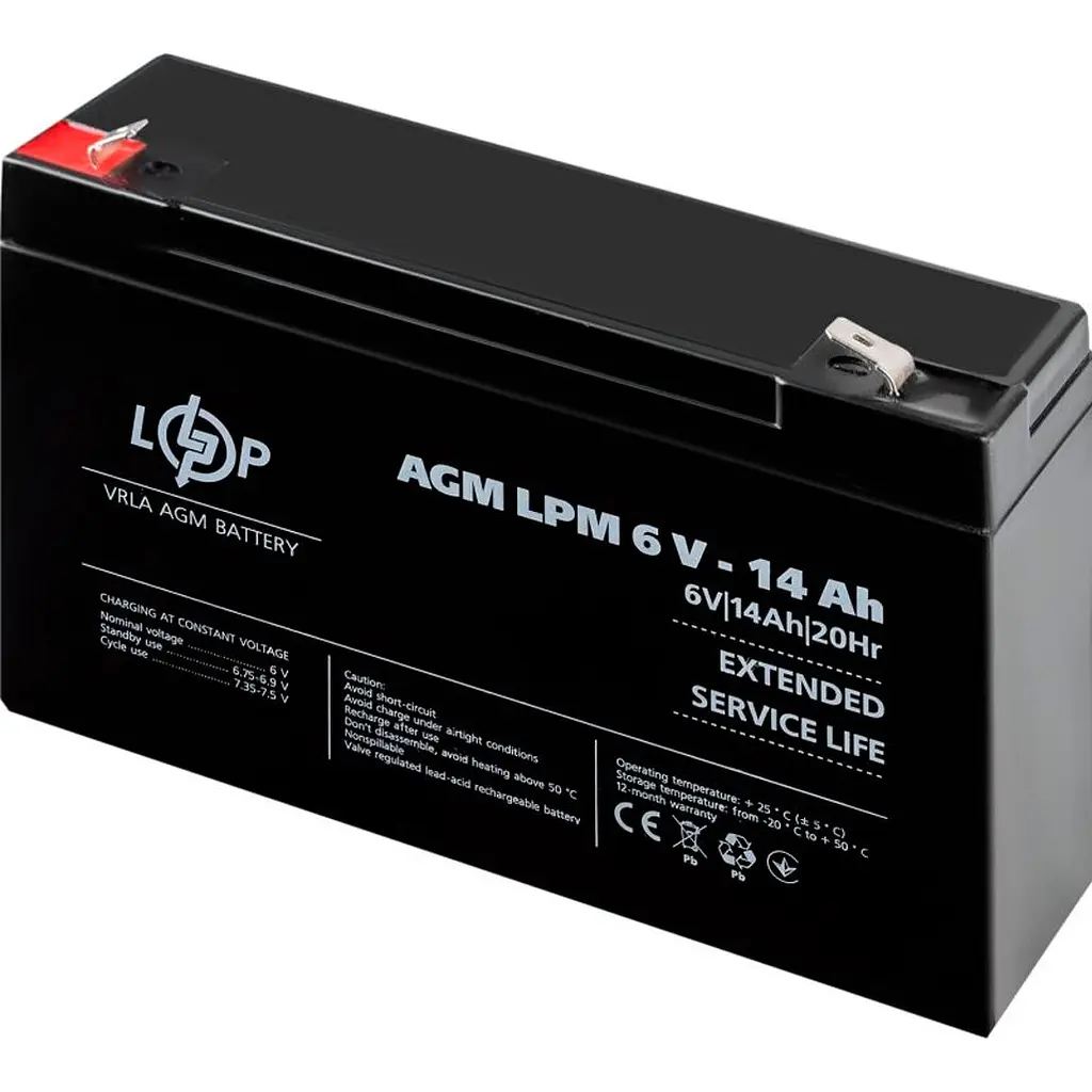 Акумулятор LogicPower AGM 6V (6V/14Ah/84Wh) (4160) [109171] - фото 3