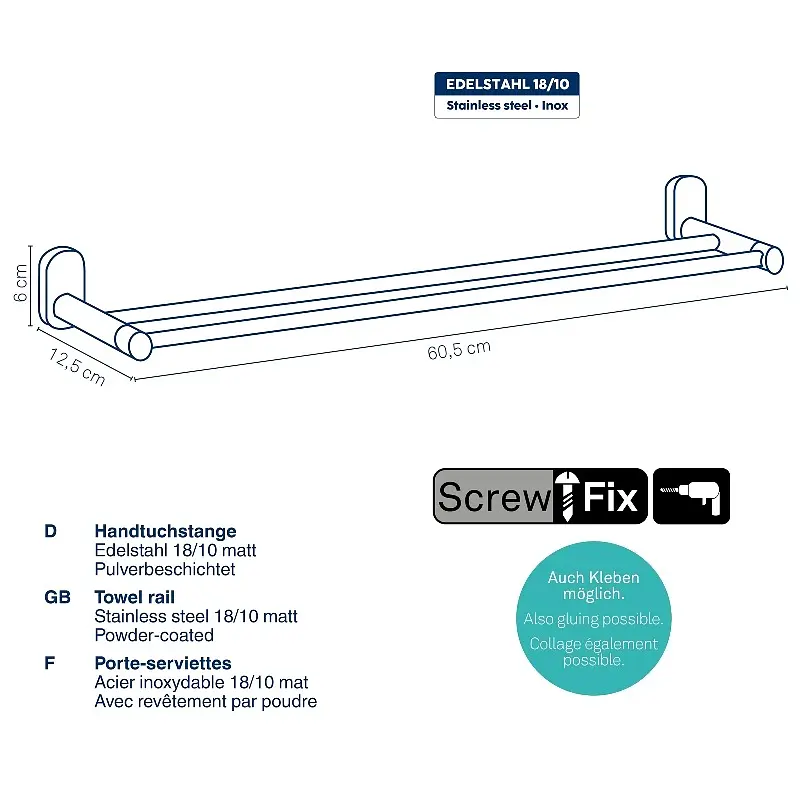 Тримач для рушників Kela Alessio чорний 60.5х12.5 см (22757) - фото 3